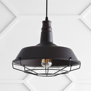 Farmhouse 14.25" Adjustable Industrial Metal LED Pendant - JONATHAN Y